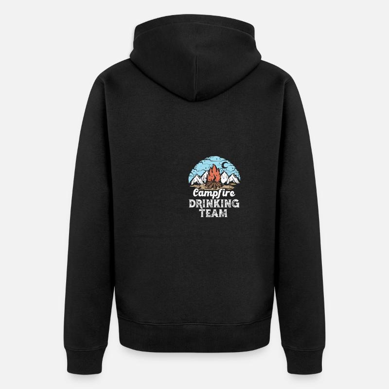 Camping Campfire Trinkteam Wanderdesign - Unisex Premium Bio Zip Hoodie - Schwarz