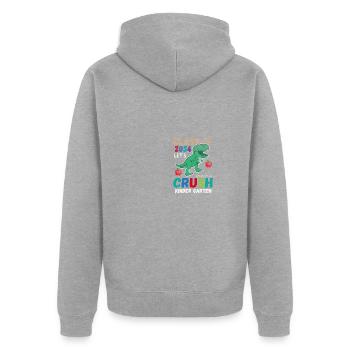 Ready to crush kindergarten 2034 Lust - Unisex Premium Organic Zip Hoodie - heather grey - Back - Nico (187cm)