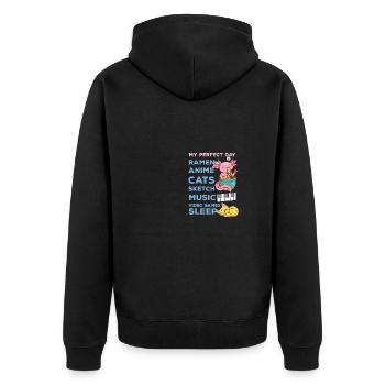 Mein perfekter Tag Anime Lustiges Zitat Ramen Sket - Unisex Premium Bio Zip Hoodie - Schwarz - Hinten - Nico (187cm)