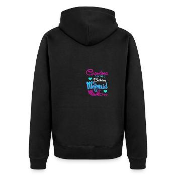 Funny Grandma of Bday Mermaid Grandma - Unisex Premium Organic Zip Hoodie - black - Back - Nico (187cm)