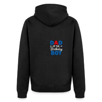 Lustiger Sprichwort Vater des Superhelden Bday Boy - Unisex Premium Bio Zip Hoodie - Schwarz - Hinten - Nico (187cm)