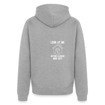 Funny proud new homeowners see Mebuyi - Unisex Premium Organic Zip Hoodie - heather grey - Back - Nico (187cm)