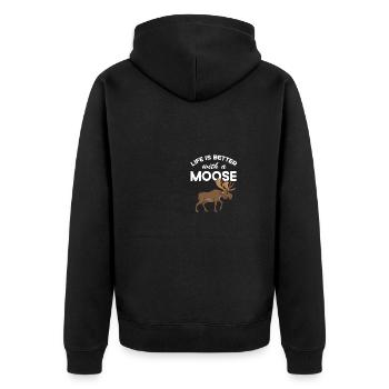 Funny Elk Design for Men Women Boys Suckles - Unisex Premium Organic Zip Hoodie - black - Back - Nico (187cm)