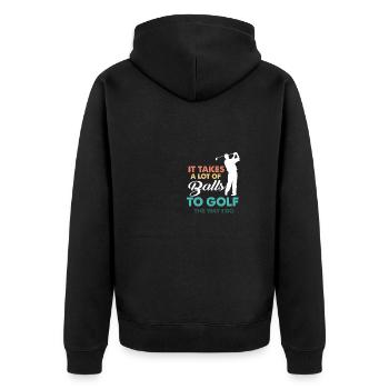Golf Gag Fun Vintage Golf Balls Pun Jok Control - Unisex Premium Organic Zip Hoodie - black - Back - Nico (187cm)