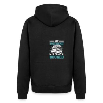 My weekend is fully booked - Unisex Premium Organic Zip Hoodie - black - Back - Nico (187cm)
