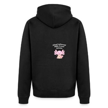 Stille introvertierte mit sarkasmus lustiger nerd - Unisex Premium Bio Zip Hoodie - Schwarz - Hinten - Nico (187cm)