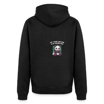 Ich fand deine Nase in meinem Geschäft wieder lust - Unisex Premium Bio Zip Hoodie - Schwarz - Hinten - Nico (187cm)