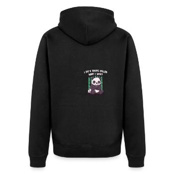 Ich mache eine Sache namens das, was ich sarkastis - Unisex Premium Bio Zip Hoodie - Schwarz - Hinten - Nico (187cm)