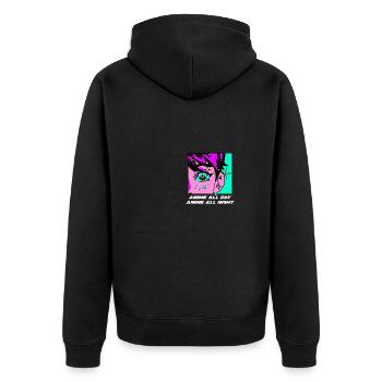 Anime den ganzen Tag Anime die ganze Nacht lustige - Unisex Premium Bio Zip Hoodie - Schwarz - Hinten - Nico (187cm)