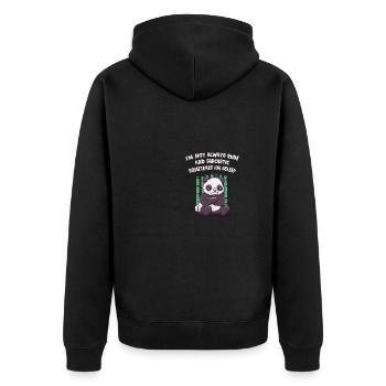 Ich bin nicht immer unhöflich und sarkastischer Fa - Unisex Premium Bio Zip Hoodie - Schwarz - Hinten - Nico (187cm)