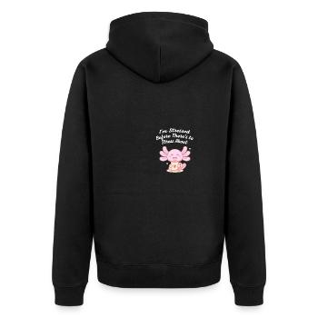 Ich bin gestresst, bevor Stress introvertiert nerd - Unisex Premium Bio Zip Hoodie - Schwarz - Hinten - Nico (187cm)