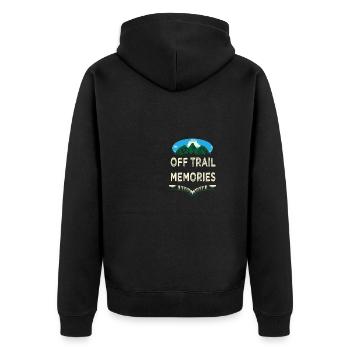 Off Trail Memories Wanderfreunde Wanderer Kumpel U - Unisex Premium Bio Zip Hoodie - Schwarz - Hinten - Nico (187cm)