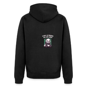 Fluent sarcasm and fluent words of funny s - Unisex Premium Organic Zip Hoodie - black - Back - Nico (187cm)