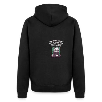 Geheimnisse sind in Sicherheit mit mir. Ich habe n - Unisex Premium Bio Zip Hoodie - Schwarz - Hinten - Nico (187cm)