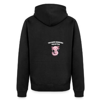 Plus il y a de maquillage, mieux c’est, plus c’est drôle, plus sarcastique - Veste à capuche bio Premium Unisexe - noir - Dos - Nico (187cm)