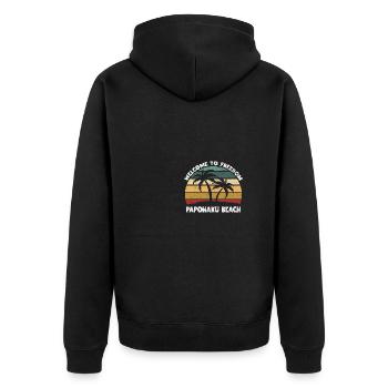 Papohaku Beach Willkommen zum Sommer Hawaii Tropic - Unisex Premium Bio Zip Hoodie - Schwarz - Hinten - Nico (187cm)