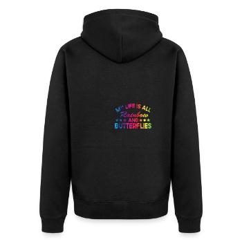 Stolzer Bruder von 2022 Graduate Tie Dye Senior 22 - Unisex Premium Bio Zip Hoodie - Schwarz - Hinten - Nico (187cm)