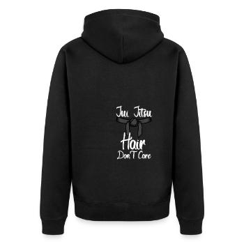 Jiu Jitsu Haare sind egal - Unisex Premium Bio Zip Hoodie - Schwarz - Hinten - Nico (187cm)
