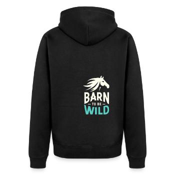 Scheune "Wild sein - Unisex Premium Bio Zip Hoodie - Schwarz - Hinten - Nico (187cm)