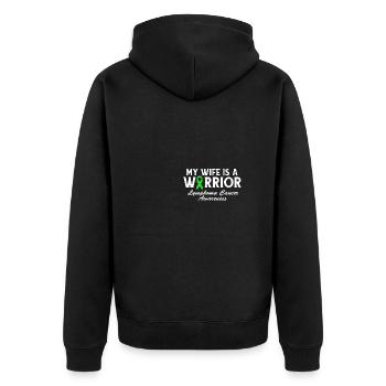 My wife is a warrior -Green Ribbon -lymphoma - Unisex Premium Organic Zip Hoodie - black - Back - Nico (187cm)