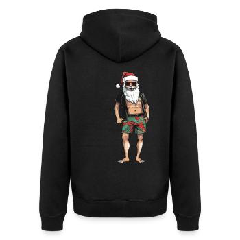 Santa Urlaub Weihnachtsmann - Unisex Premium Bio Zip Hoodie - Schwarz - Hinten - Nico (187cm)