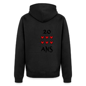 20 ANS. 20e ANNIVERSAIRE. ANNIVERSAIRE 20 ANS. ANN - Veste à capuche bio Premium Unisexe - noir - Dos - Nico (187cm)
