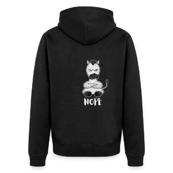 Nope Funny Lazy Zebra - Unisex Premium Organic Zip Hoodie - black - Back - Nico (187cm)