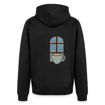 Winter Gemütliche Natur Schneelandschaft Heiße - Unisex Premium Bio Zip Hoodie - Schwarz - Hinten - Nico (187cm)