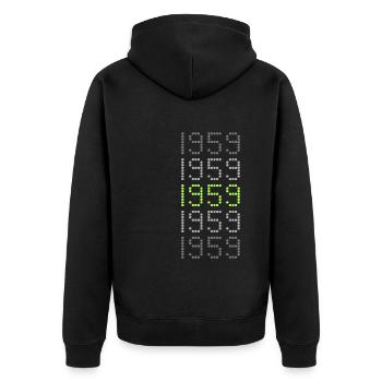 1959 - Unisex Premium Organic Zip Hoodie - black - Back - Nico (187cm)