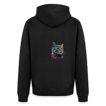 Colorful American Shorthair Cat Gaze - Unisex Premium Bio Zip Hoodie - Schwarz - Hinten - Nico (187cm)