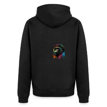 Colorful Gorilla Splash Art Expression - Unisex Premium Bio Zip Hoodie - Schwarz - Hinten - Nico (187cm)