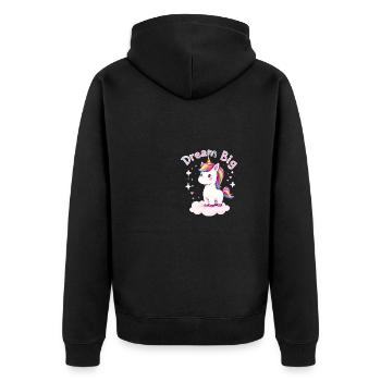 Dream Big Unicorn Inspiration for Unicorn Lovers - Unisex Premium Organic Zip Hoodie - black - Back - Nico (187cm)