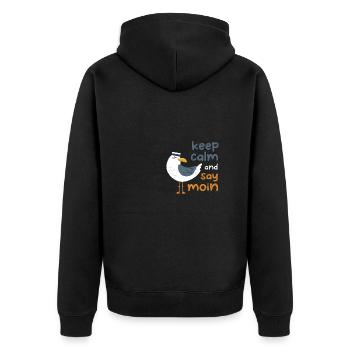 Moin Nordsee Hamburg Northern Germany Gift - Unisex Premium Organic Zip Hoodie - black - Back - Nico (187cm)