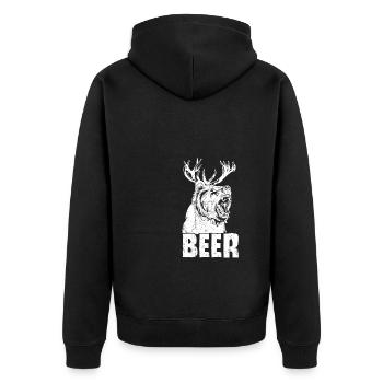 Beer Bear Beer Fans Animal Lover Nature Deer Beer - Unisex Premium Organic Zip Hoodie - black - Back - Nico (187cm)
