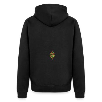 Einschulung Collin - Unisex Premium Bio Zip Hoodie - Schwarz - Hinten - Nico (187cm)