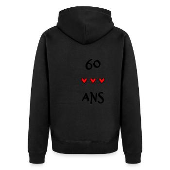 60 ANS. 60e ANNIVERSAIRE. ANNIVERSAIRE 60 ANS - Veste à capuche bio Premium Unisexe - noir - Dos - Nico (187cm)