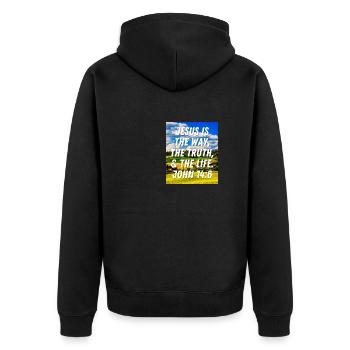 John 14:6 Jesus Is The Way The Truth And The Life - Unisex Premium Organic Zip Hoodie - black - Back - Nico (187cm)