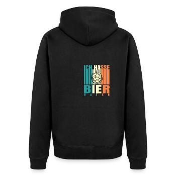 Ich hasse Bier Hater - Unisex Premium Bio Zip Hoodie - Schwarz - Hinten - Nico (187cm)