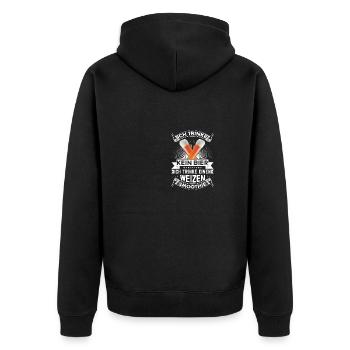 Ich trinke kein Bier ich trinke einen smoothie - Unisex Premium Bio Zip Hoodie - Schwarz - Hinten - Nico (187cm)
