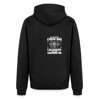 Alles unter einem Bar Ladedruck - Unisex Premium Bio Zip Hoodie - Schwarz - Hinten - Nico (187cm)