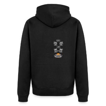 Turbo Fusion - Unisex Premium Bio Zip Hoodie - Schwarz - Hinten - Nico (187cm)