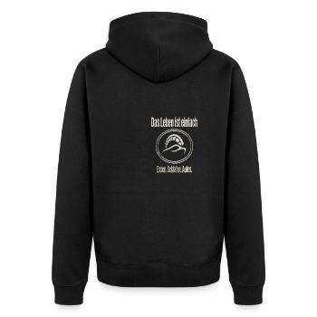 Das leben ist einfach essen schlafen Autos - Unisex Premium Bio Zip Hoodie - Schwarz - Hinten - Nico (187cm)