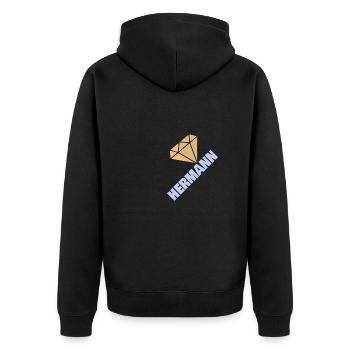 Diamant Précieux Noble Style Hermann - Veste à capuche bio Premium Unisexe - noir - Dos - Nico (187cm)