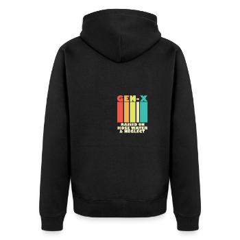 Gen X Raised On Hose Water And Neglect 80s 90s - Unisex Premium Bio Zip Hoodie - Schwarz - Hinten - Nico (187cm)