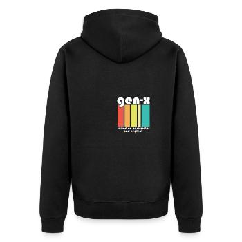 Funny Boomers Gen X Raised On Hose Water And - Unisex Premium Bio Zip Hoodie - Schwarz - Hinten - Nico (187cm)