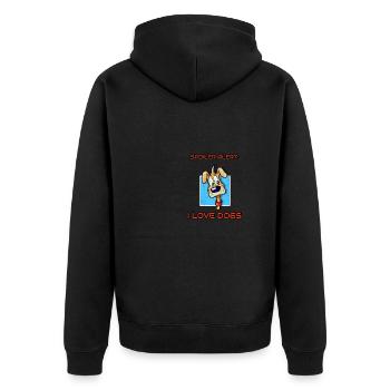 Spoiler Alert I Love Dogs Cartoon Canine - Unisex Premium Bio Zip Hoodie - Schwarz - Hinten - Nico (187cm)