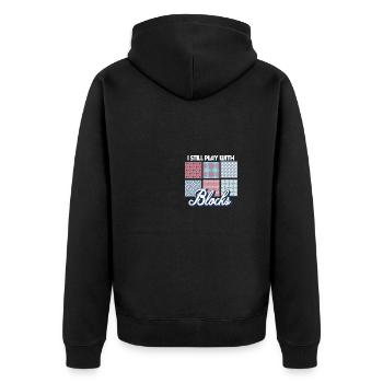 Quilteuse drôle Je joue encore avec des blocs Couturière - Veste à capuche bio Premium Unisexe - noir - Dos - Nico (187cm)