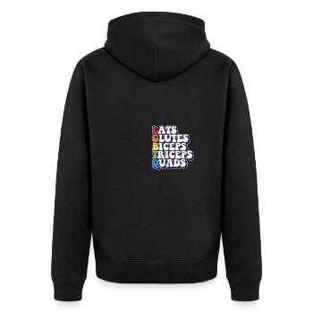 LGBTQ Rainbow Pride Lats Glutes Biceps Triceps - Unisex Premium Bio Zip Hoodie - Schwarz - Hinten - Nico (187cm)