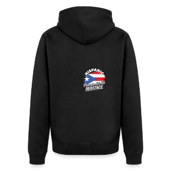 Hispanisches puerto-ricanisches Erbe Pride Puerto Rico - Unisex Premium Bio Zip Hoodie - Schwarz - Hinten - Nico (187cm)