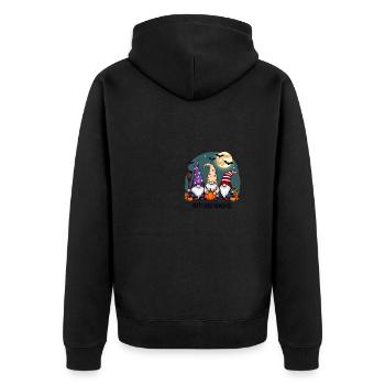Happy Hallothanksmas Zwerge Feier mit Fledermäusen - Unisex Premium Bio Zip Hoodie - Schwarz - Hinten - Nico (187cm)
